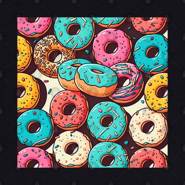 Donuts Pattern Line Drawing Colorful, Birthday Gift ideas for Donuts Lover by Pezzolano